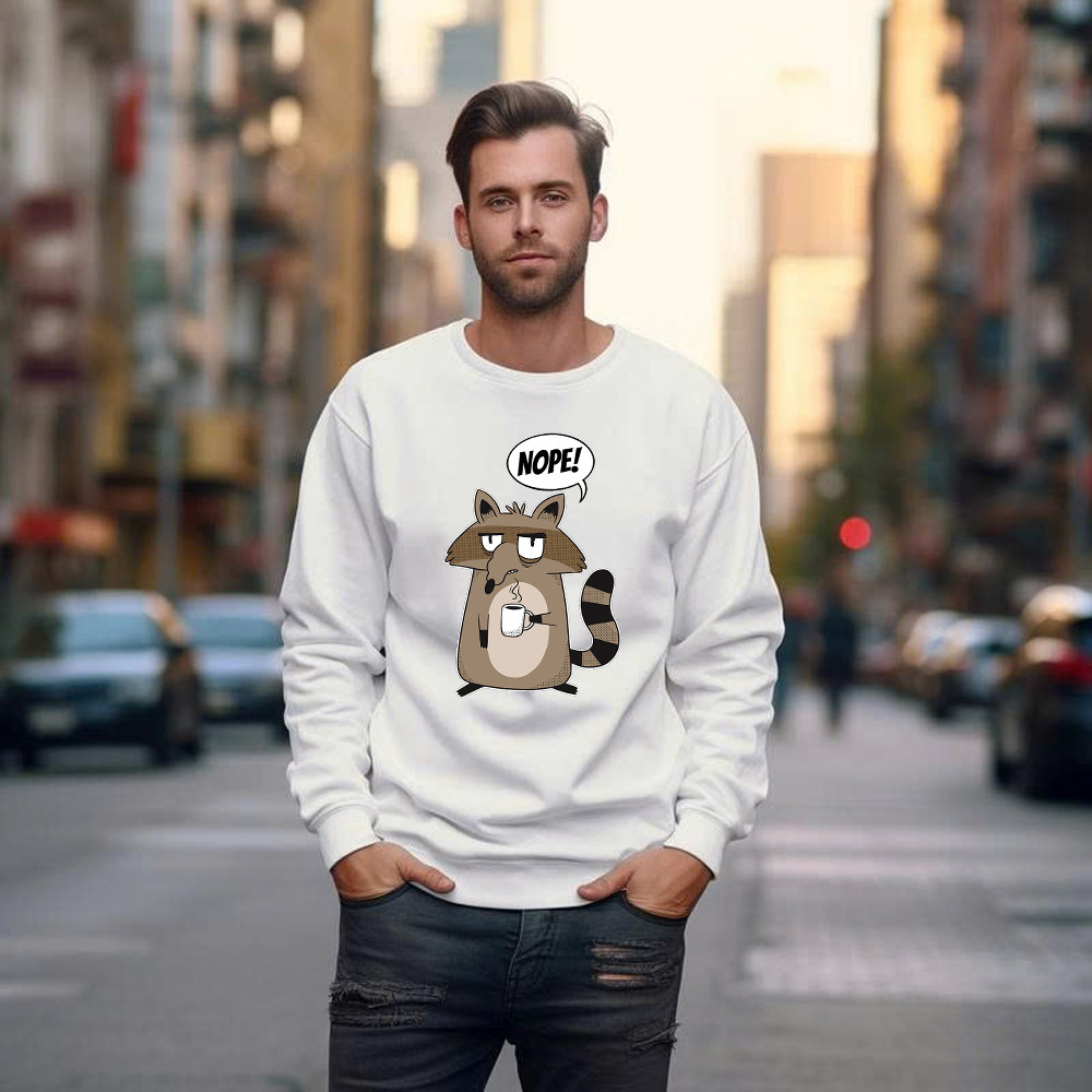 Racoon Morning Coffee Nope Sweatshirt Hilarious Funny Racoon Shirt Graphic Tee Basgiathsweatshirts - Image 5