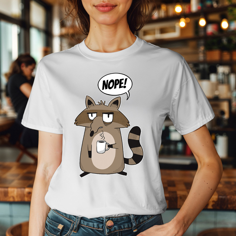 Racoon Morning Coffee Nope T Shirt Hilarious Funny Racoon Shirt Graphic Tee Basgiathsweatshirts - Image 3