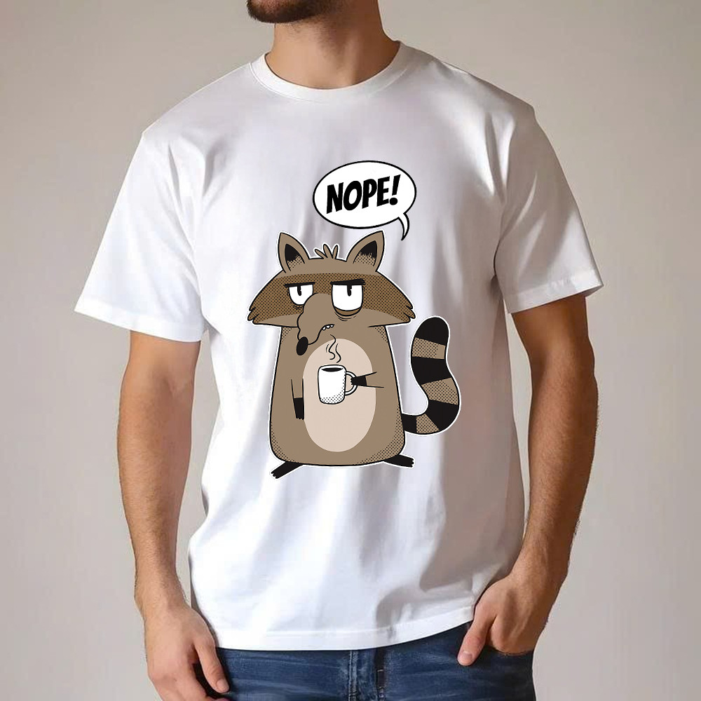 Racoon Morning Coffee Nope T Shirt Hilarious Funny Racoon Shirt Graphic Tee Basgiathsweatshirts - Image 2