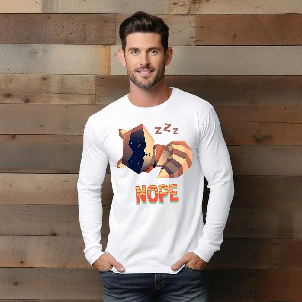 Racoon Sleeping Nope Long Sleeve Shirt Funny Raccoon Shirt Related Themed Gifts Basgiathsweatshirts - Image 5