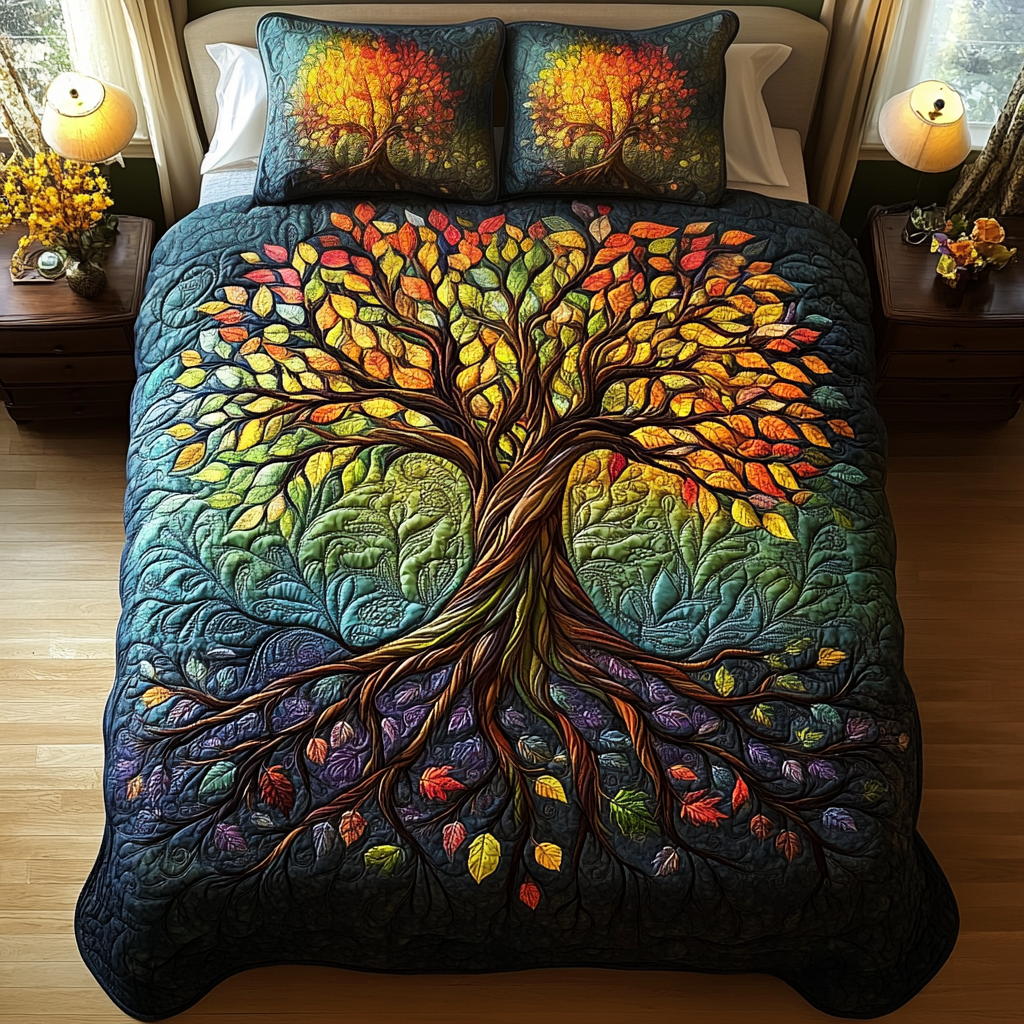 Radiant Arbor Quilted Bedding Set Family Christmas Gifts