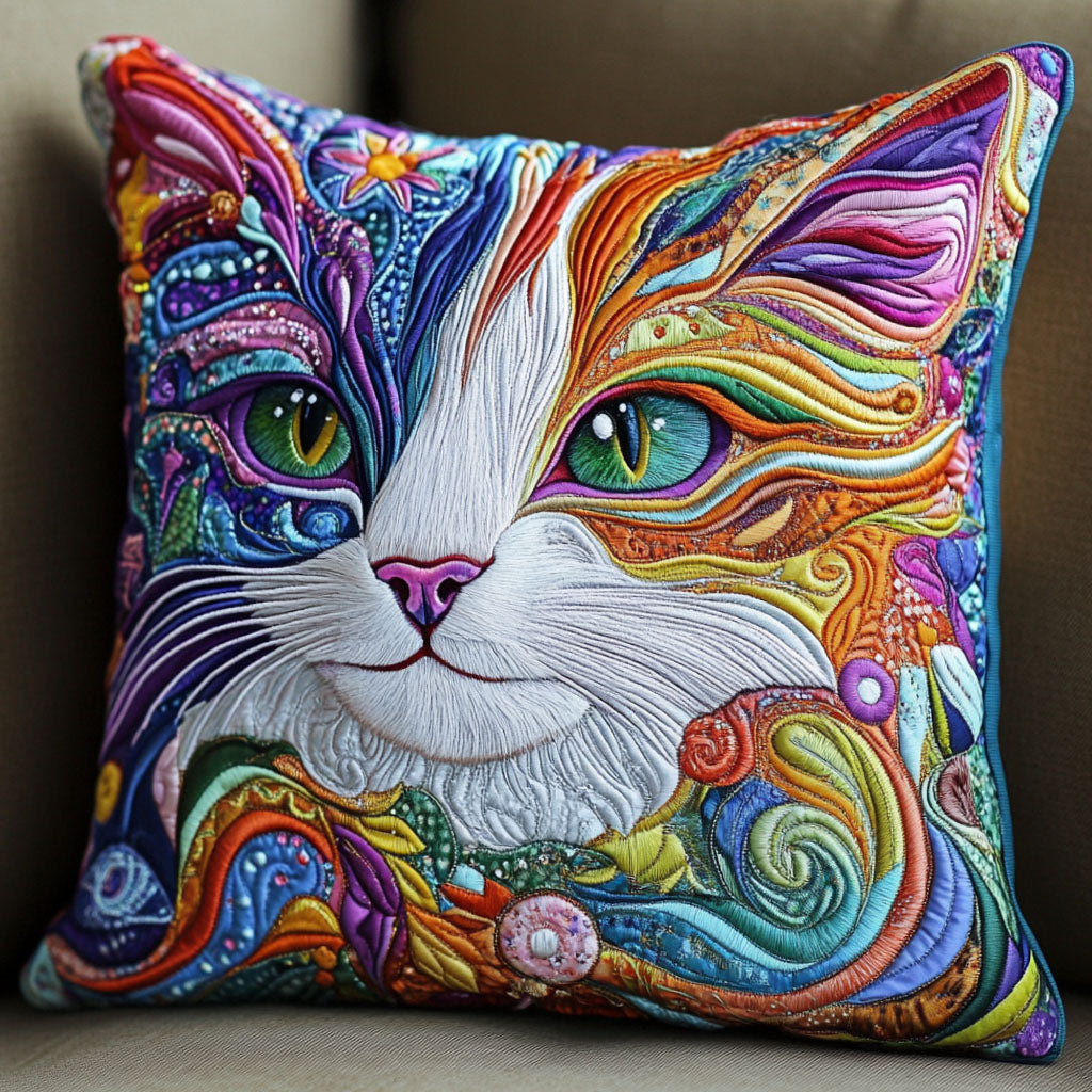 Radiant Cat Art Quilted Pillow Case Cute Pillow Covers Gifts For A Cat Lover