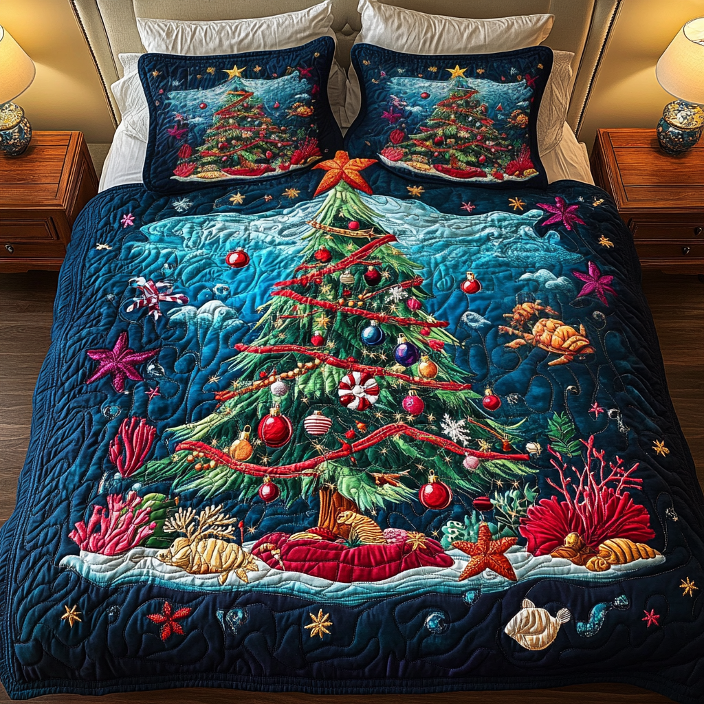 Reef Festive Quilted Bedding Set Gifts For An Ocean Lover