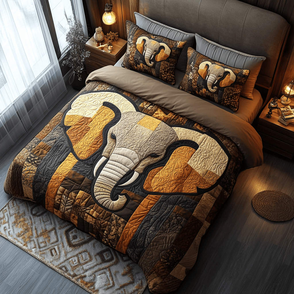 Regal Guardian Quilted Bedding Set Elephant Gifts For Him Her