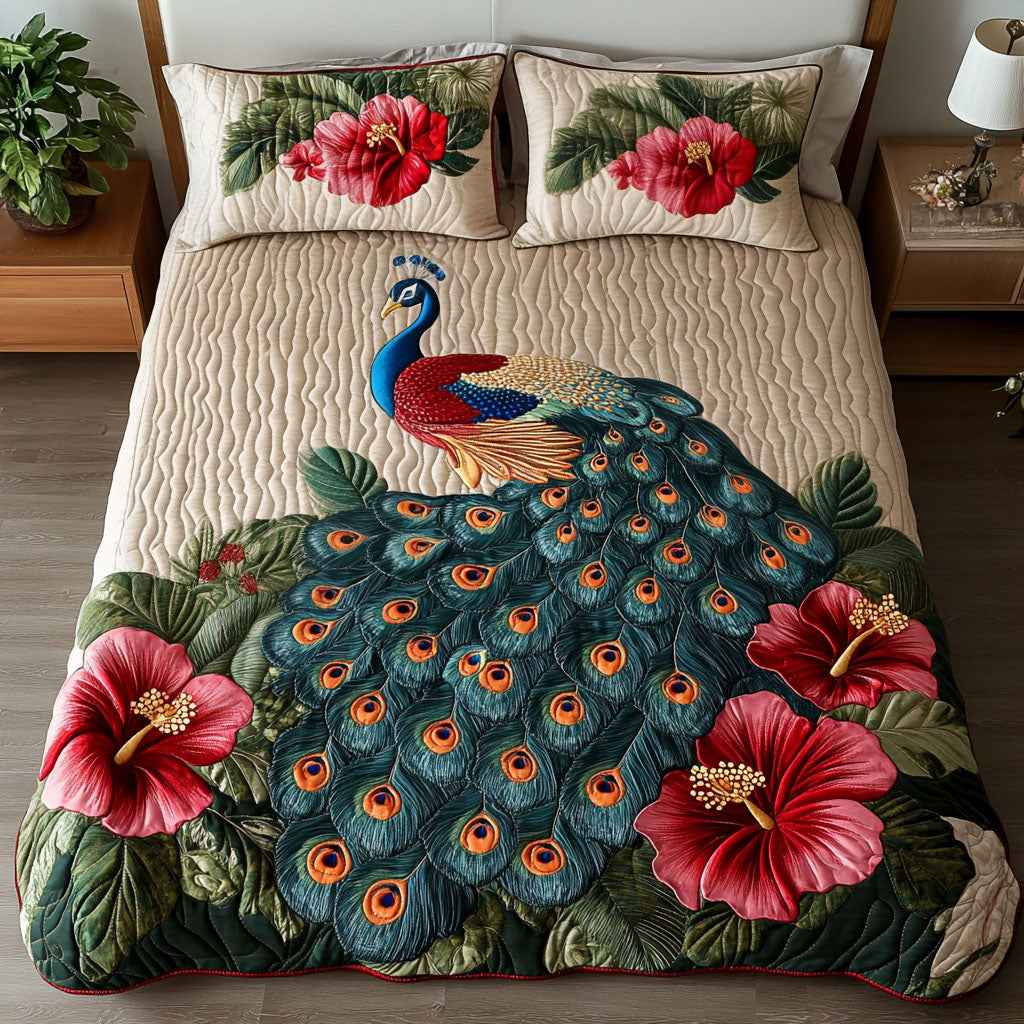 Regal Peacock Elegance Quilted Bedding Set Christmas Bedroom Decor Ideas Unique Peacock Gift Ideas