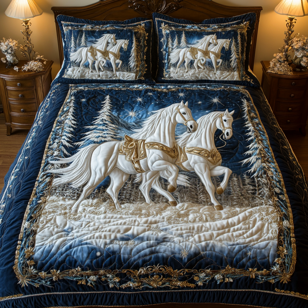 Regal Ride Quilted Bedding Set Horse Themed Gifts For Adults