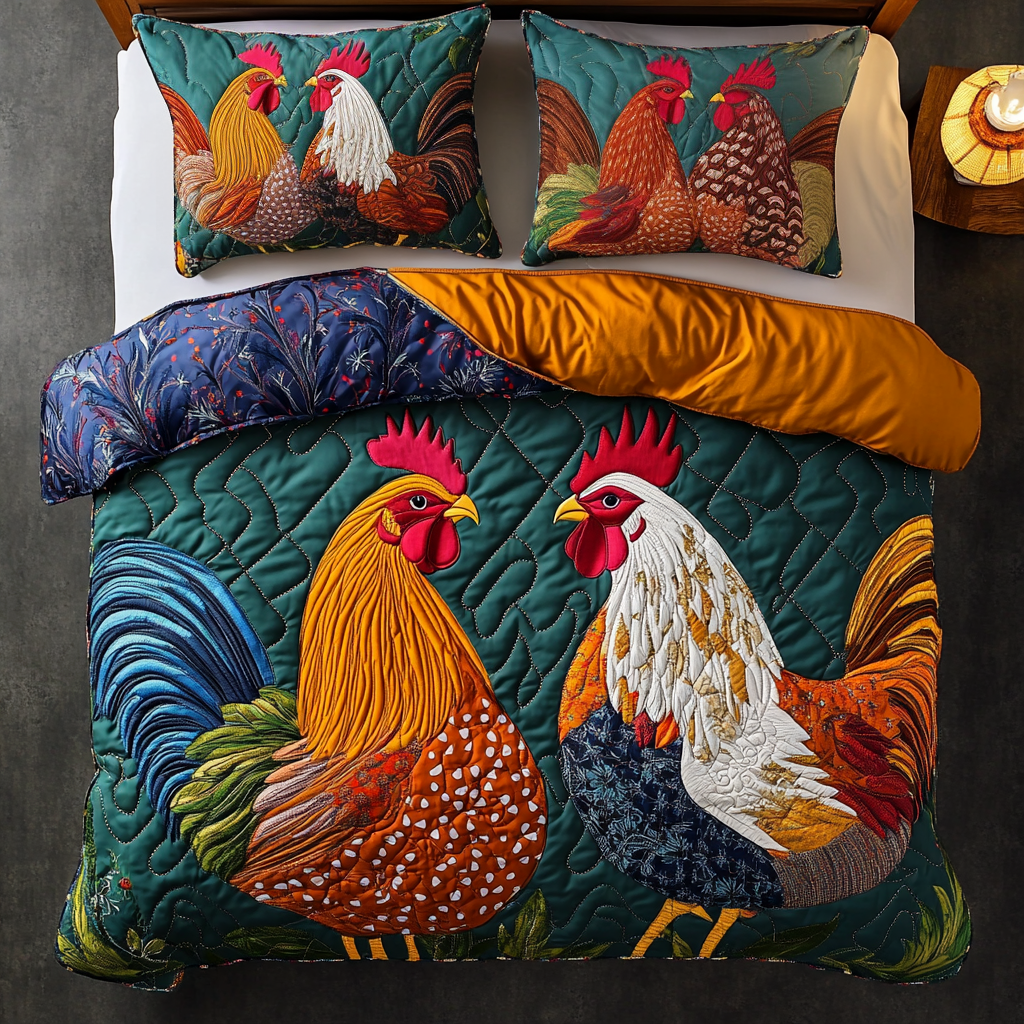 Rooster Pride Quilted Bedding Set Chicken Related Gifts