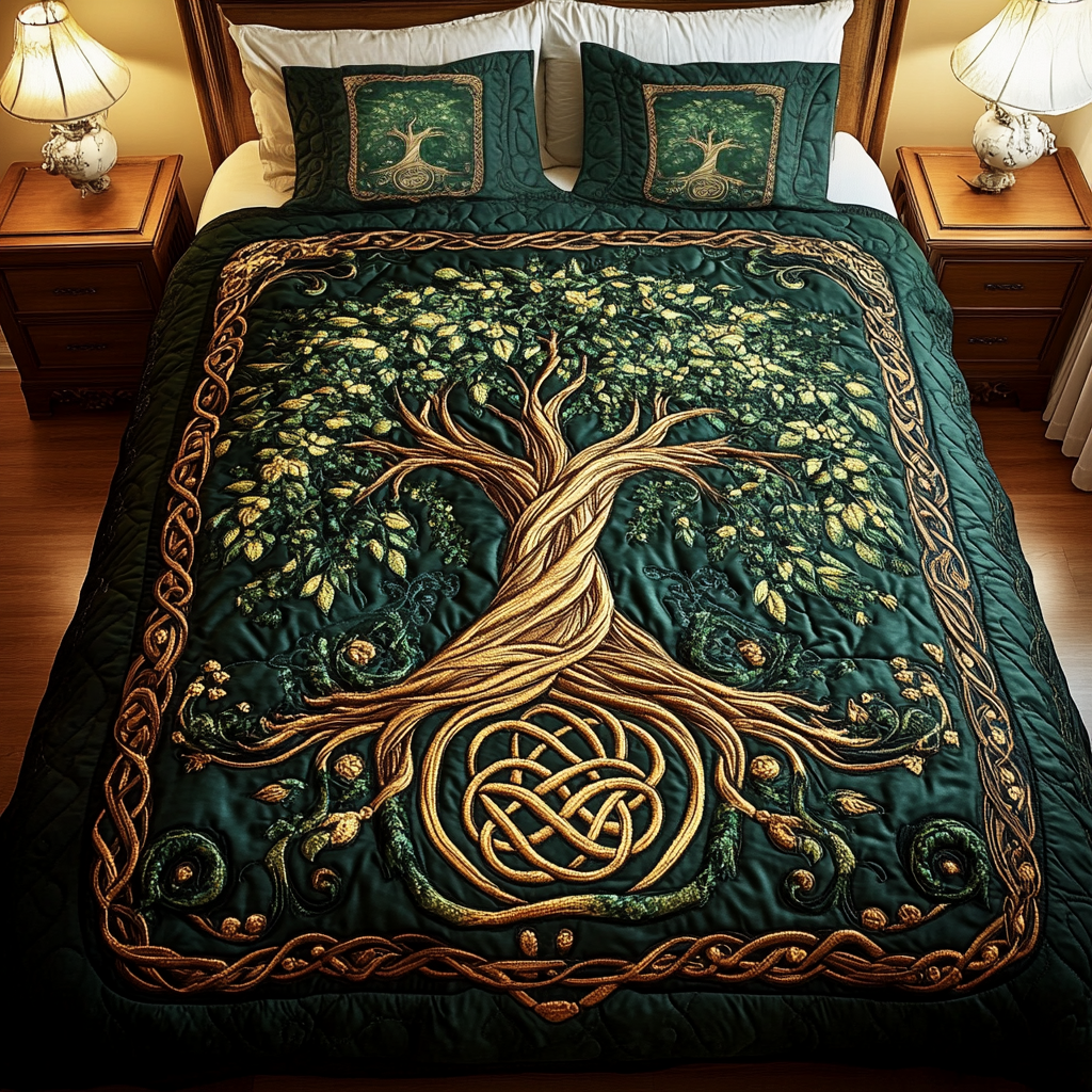 Rooted Harmony Quilted Bedding Set Family Christmas Gifts