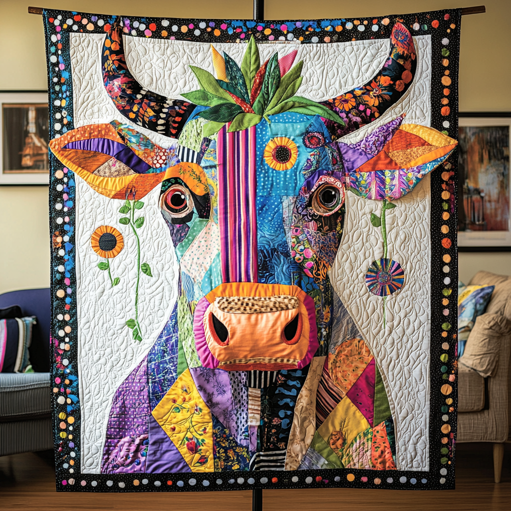 Rustic Charm Quilted Blanket Bedroom Decor Gift For Cow Lover