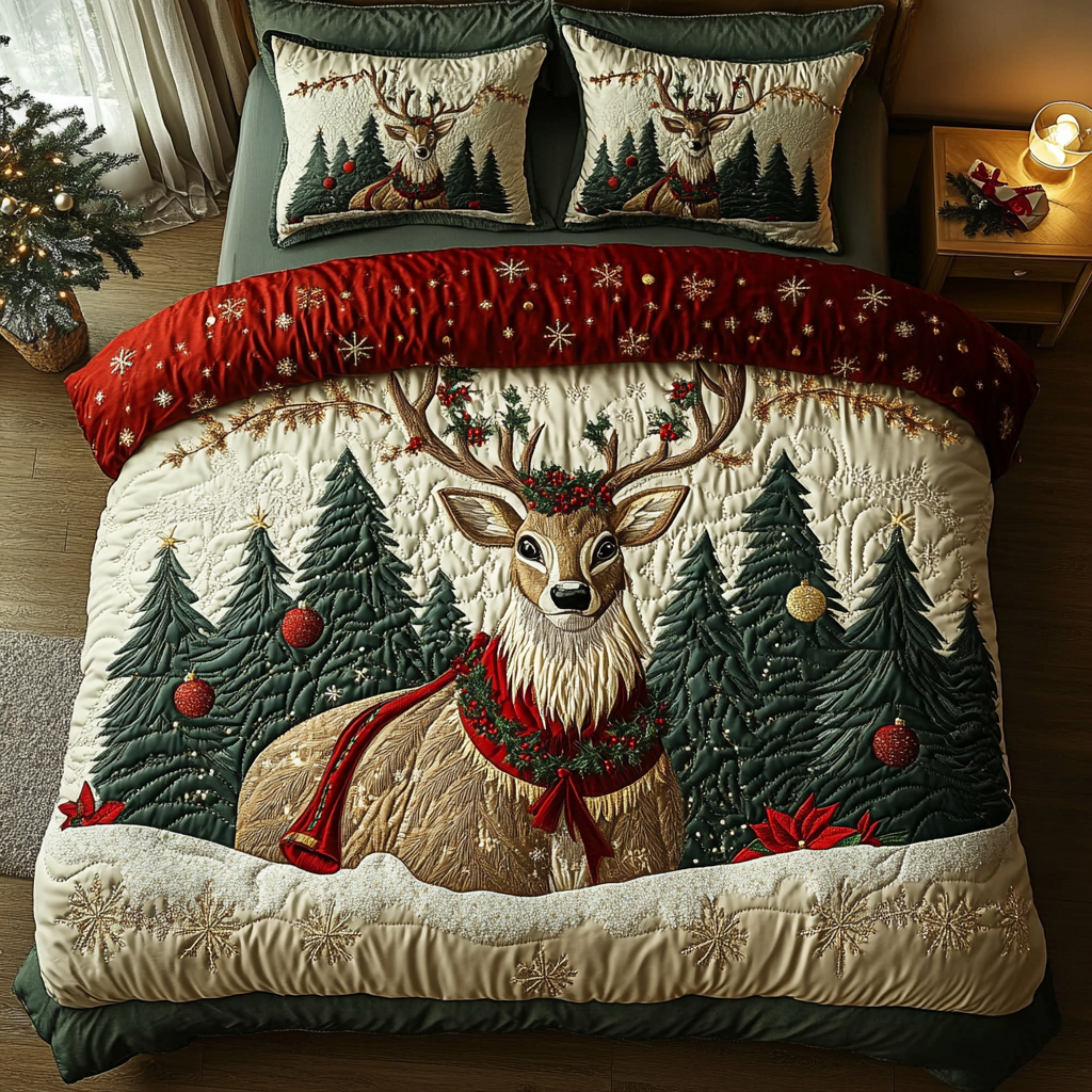 Rustic Elegance Quilted Bedding Set Christmas Gifts For Deer Hunters