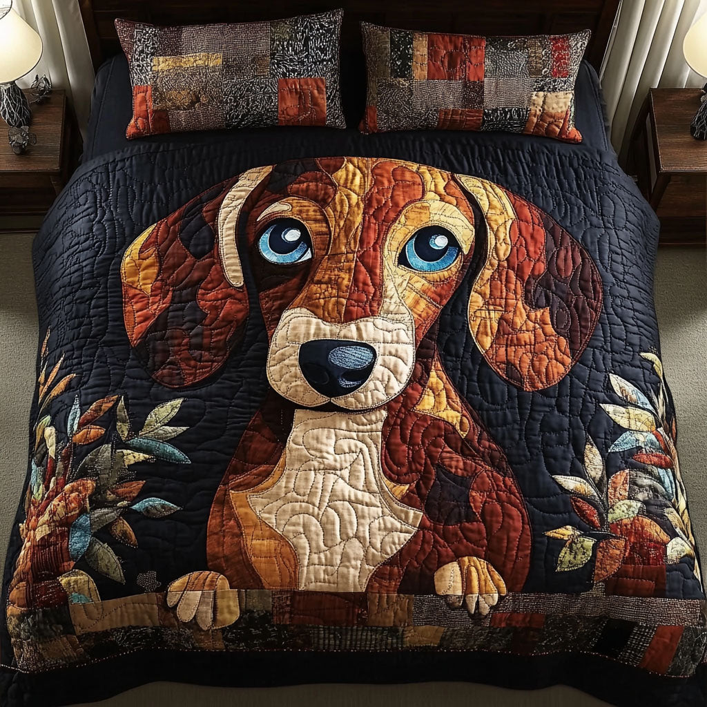 Rustic Elegance Quilted Bedding Set Cozy Bedroom Decor Presents For Dachshund Lovers