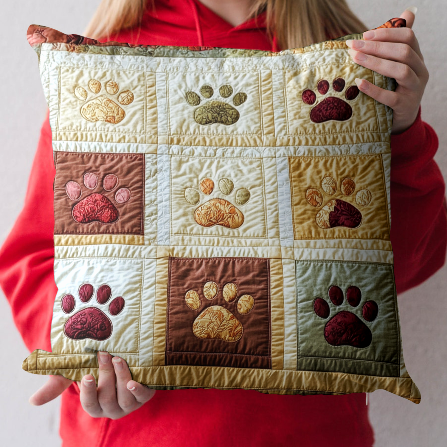 Rustic Paws Quilted Pillow Case Throw Pillow Case Covers Best Friend Gifts
