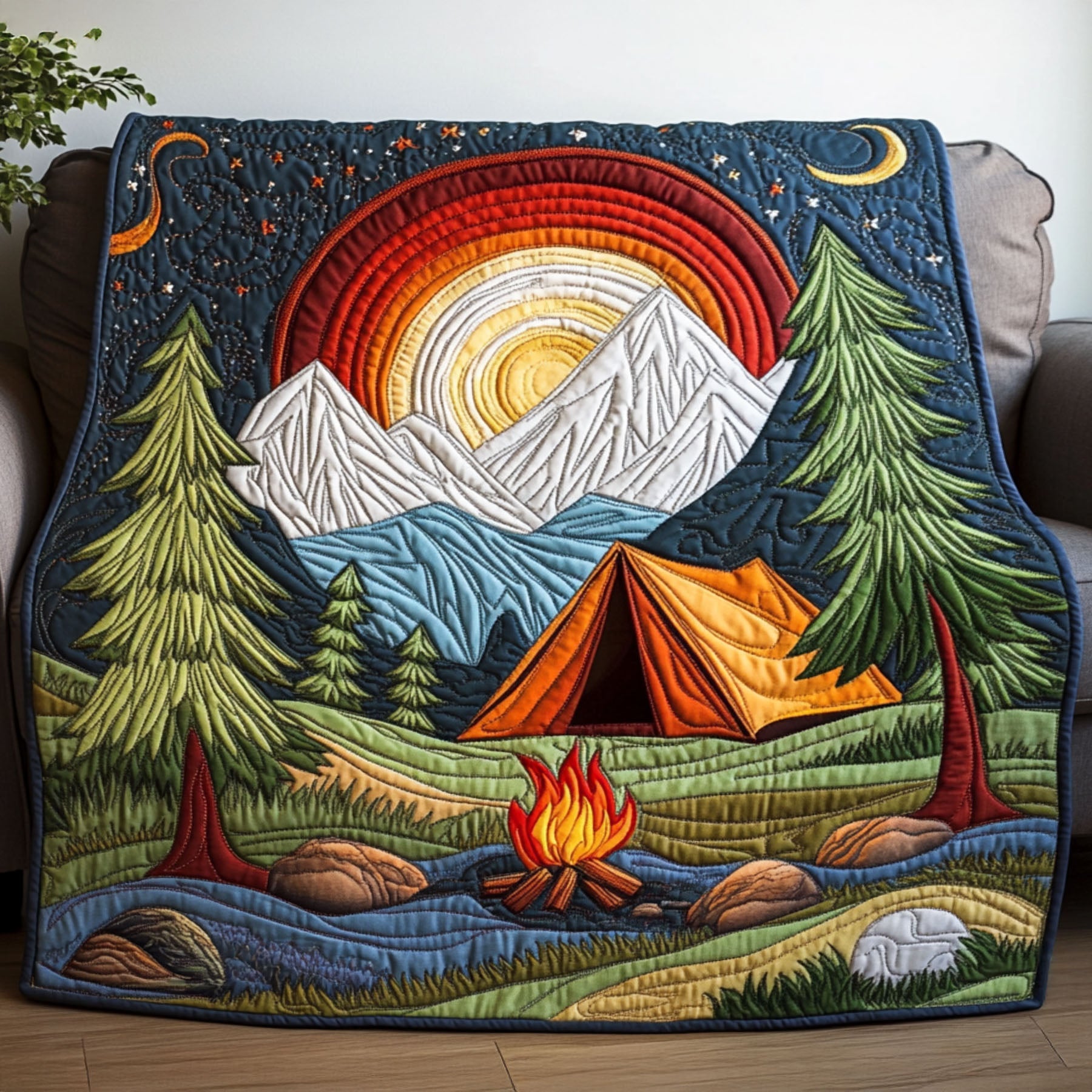 Rustic Retreat Quilted Blanket Bed Christmas Decor Unique Camping Gifts