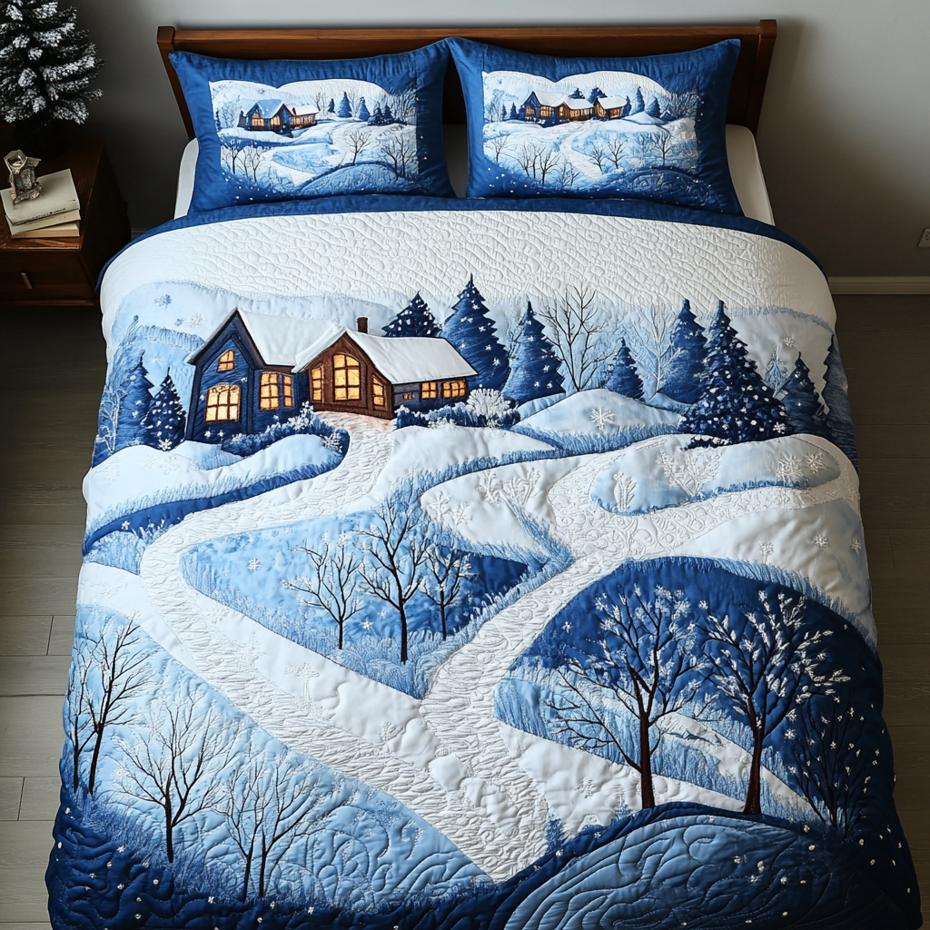 Rustic Winter Wonderland Quilted Bedding Set Christmas Gifts For Her