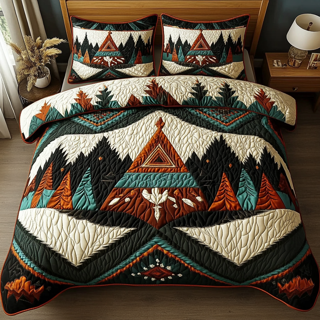 Sacred Geometry Quilted Bedding Set Native American Made Gifts