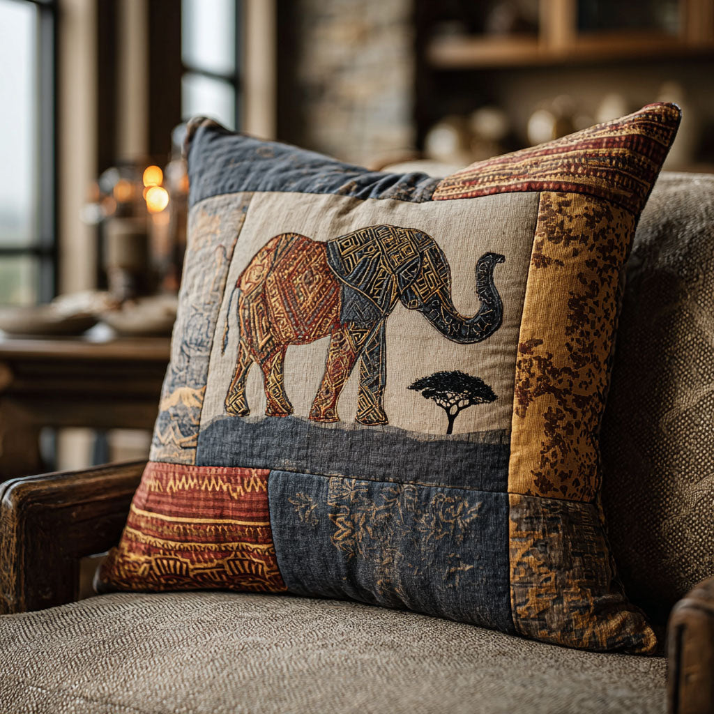 Sacred Horns Quilted Pillow Case Decorative Pillow Covers Xmas Gift For Elephant Lovers