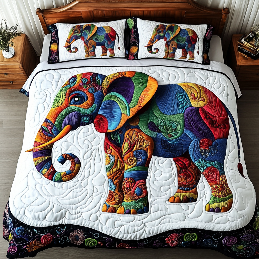 Sacred Trunk Quilted Bedding Set Bedroom Decor Ideas Elephant Lover Gift