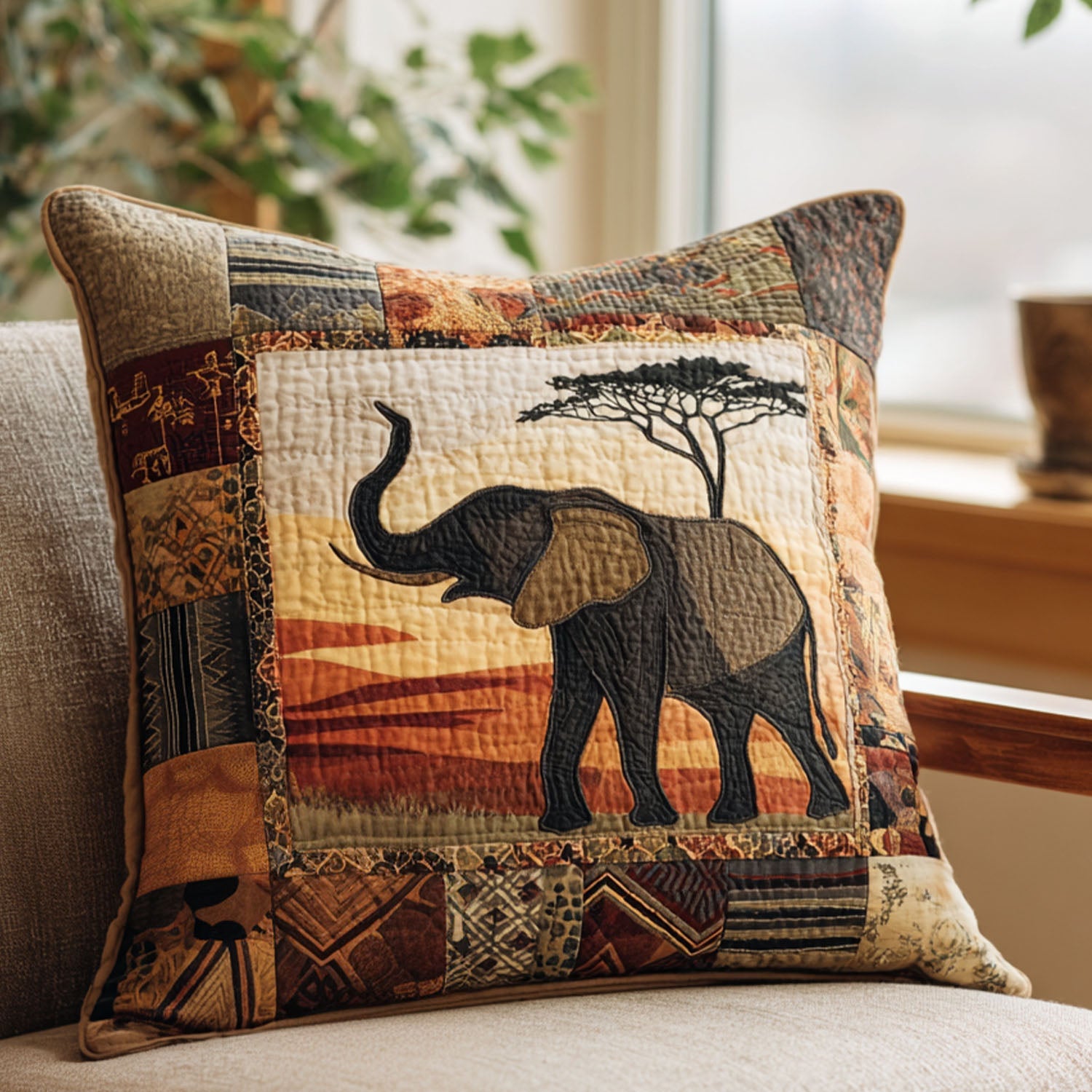 Sacred Wanderer Quilted Pillow Case Decorative Pillow Cases Great Gift For Elephant Lover