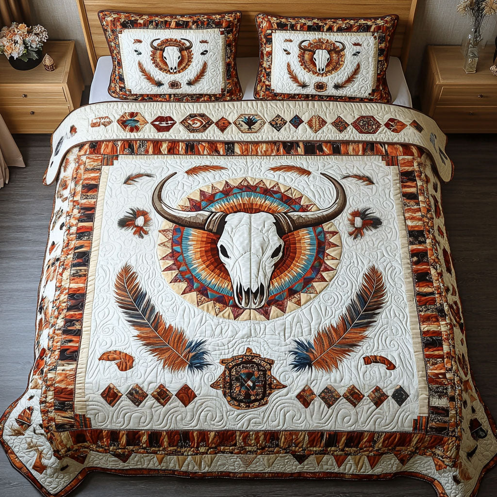 Saddleback Trail Quilted Bedding Set Gift For Cow Lover