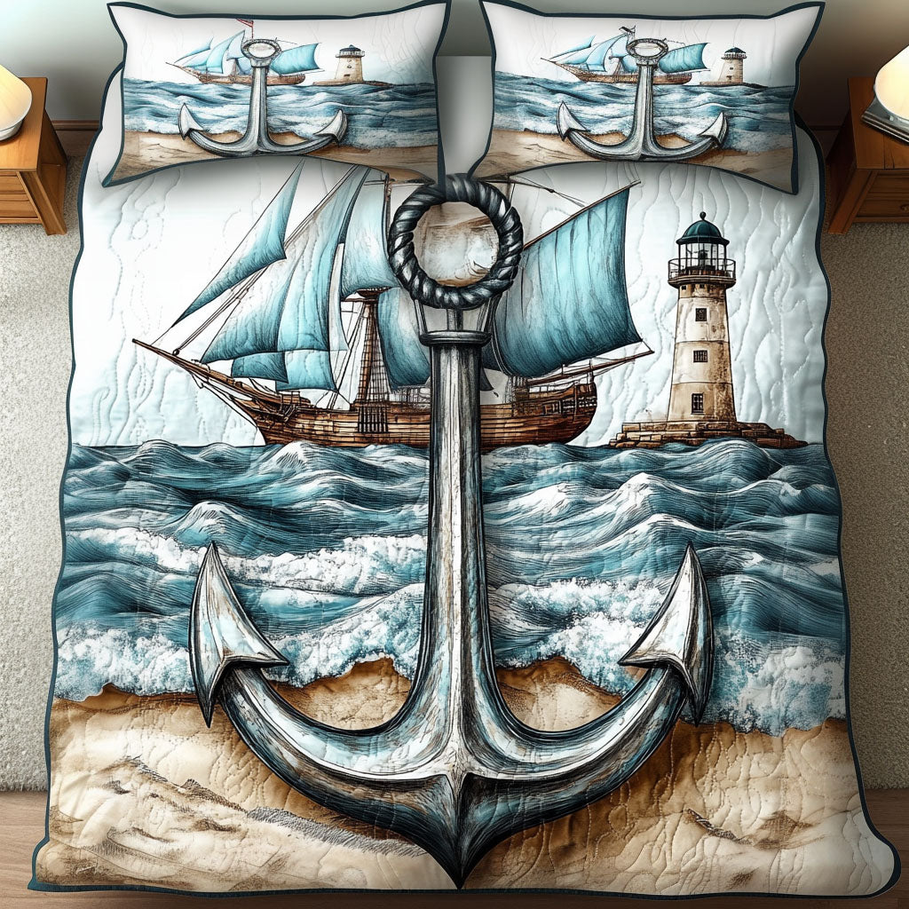 Sailing Anchor Quilted Bedding Set Best Christmas Duvet Cover Set Best Themed Anchor Gifts