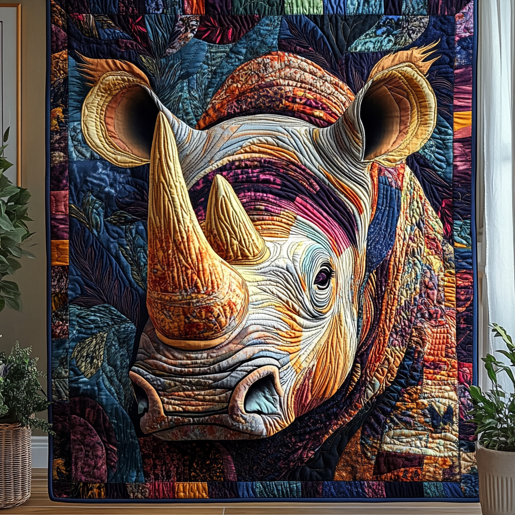Savanna Guardian Quilted Blanket Christmas Throw Blanket Rhino Gifts For Him