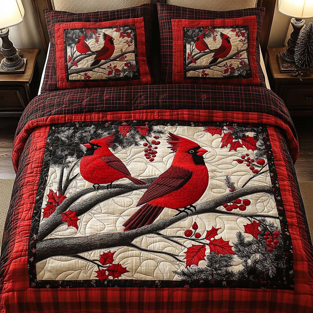 Scarlet Branches Quilted Bedding Set Things To Get For Christmas