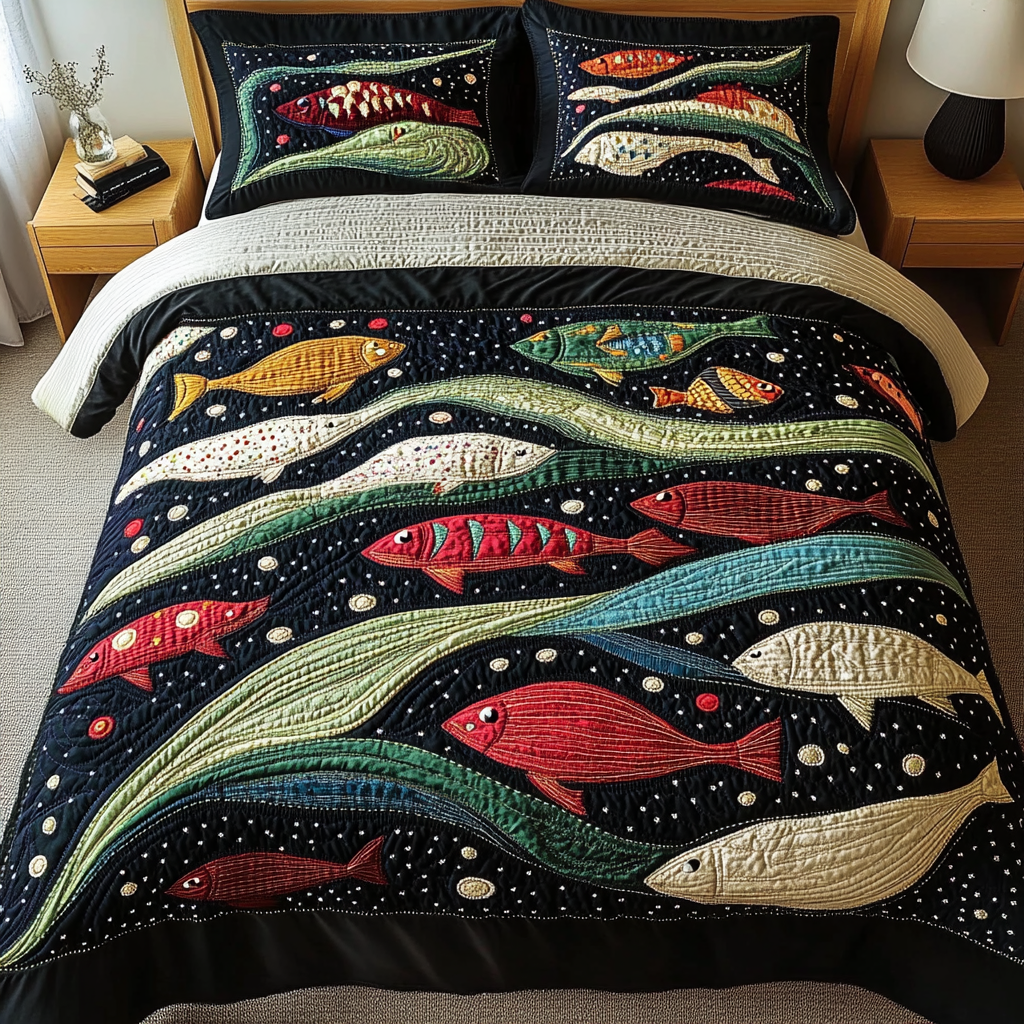 Sea Sparkle Quilted Bedding Set Presents For Ocean Lovers