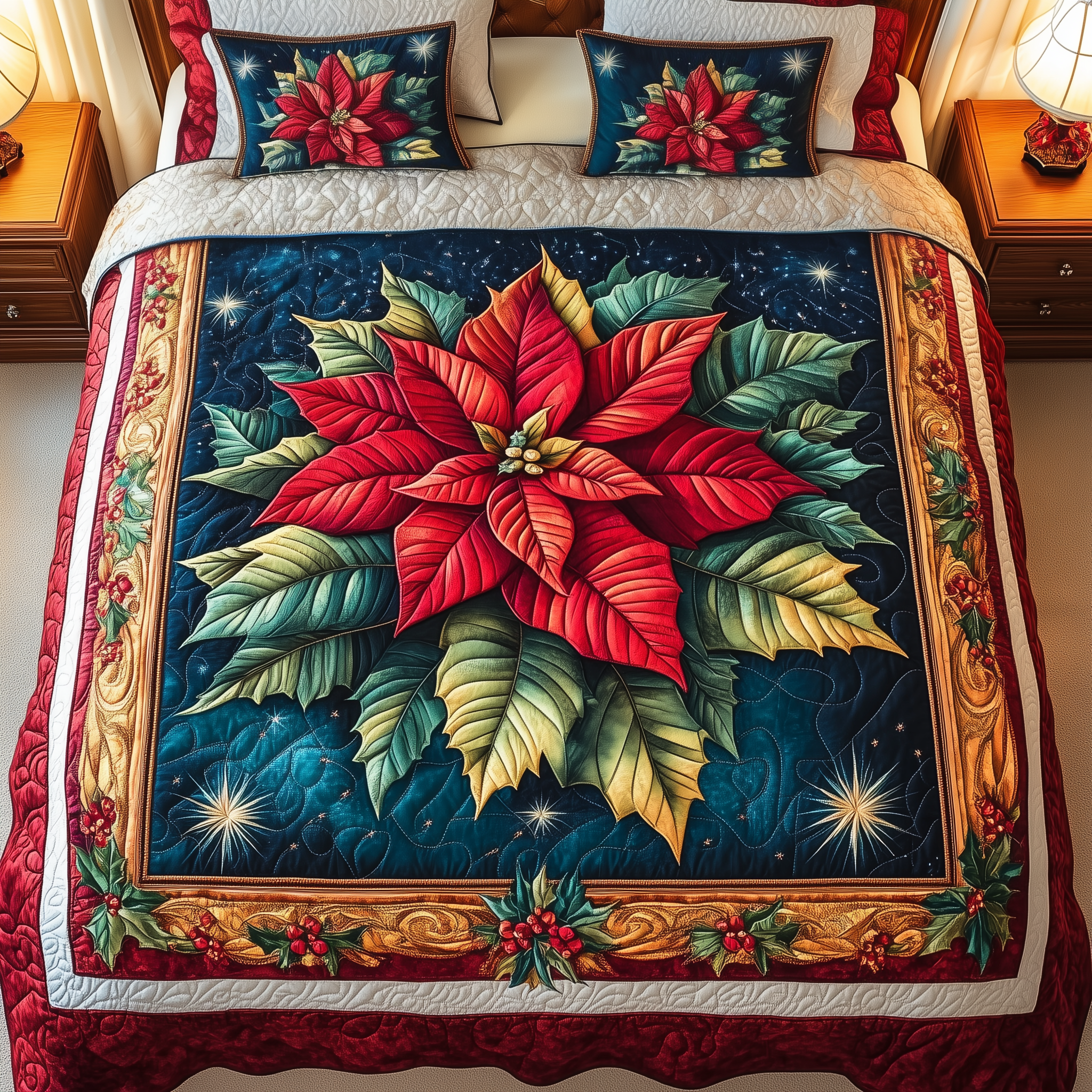 Seasonal Sparkle Quilted Bedding Set Christmas Gifts For Husband