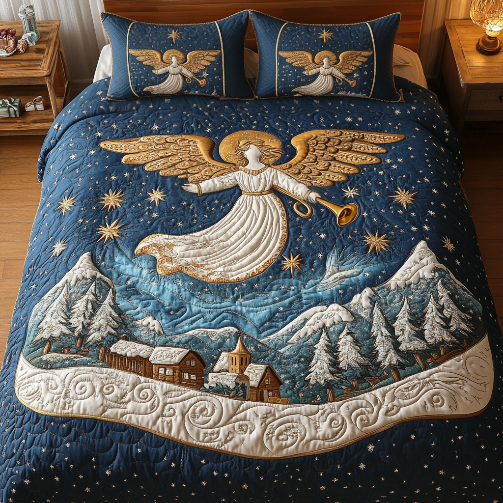Serene Herald Quilted Bedding Set Secret Santa Gift Ideas