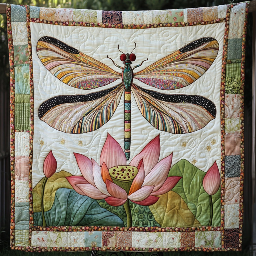 Serene Petals Quilted Blanket Christmas Throw Blanket Dragonfly Gifts For Men