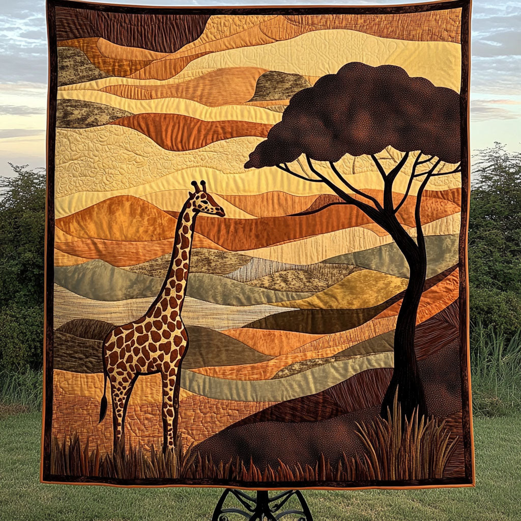 Serene Safari Scene Quilted Blanket Xmas Holiday Best Gifts For Giraffe Lovers