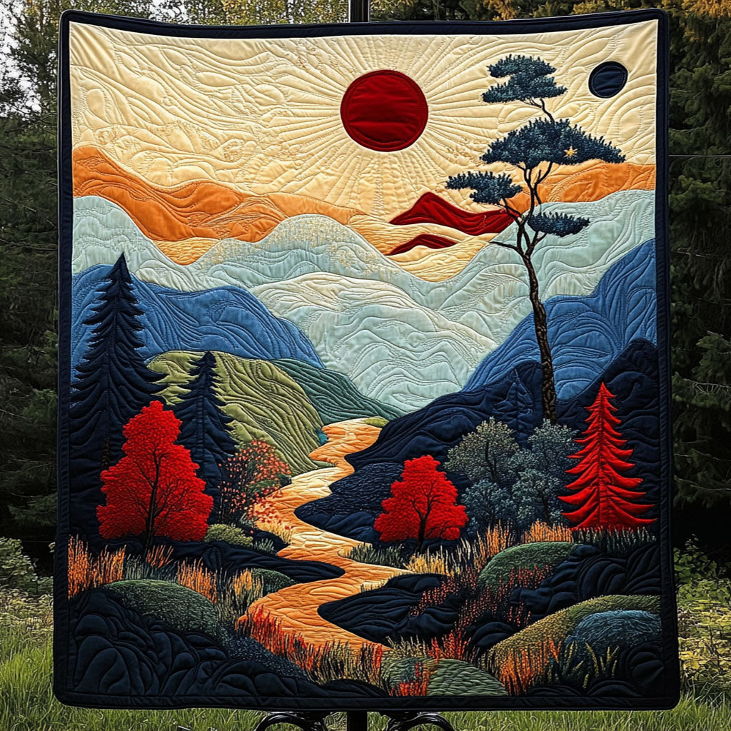 Serene Valley Quilted Blanket Best Couch Throw Blanket Cool Gifts For Nature Lovers