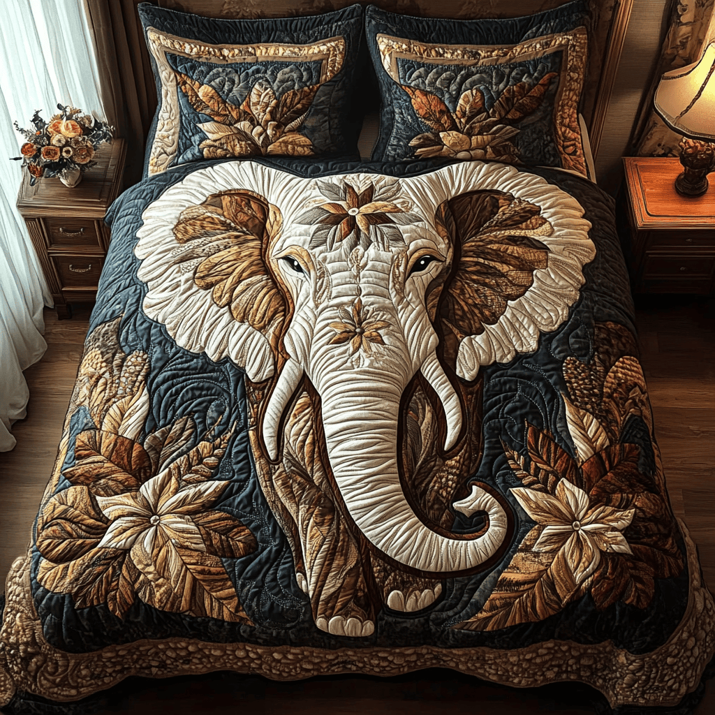 Serengeti Stroll Quilted Bedding Set Elephant Gifts For Him