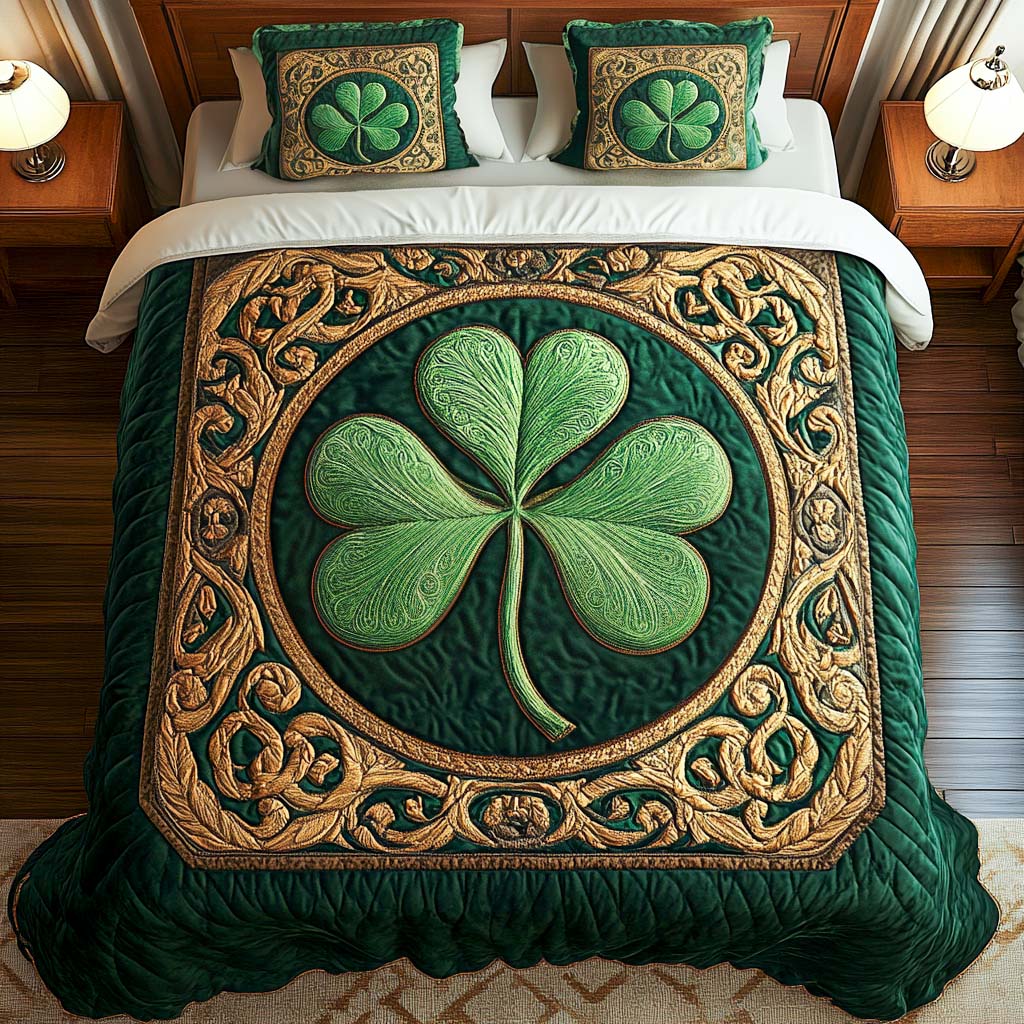 Shamrock Dreams Quilted Bedding Set Xmas Gifts For Family