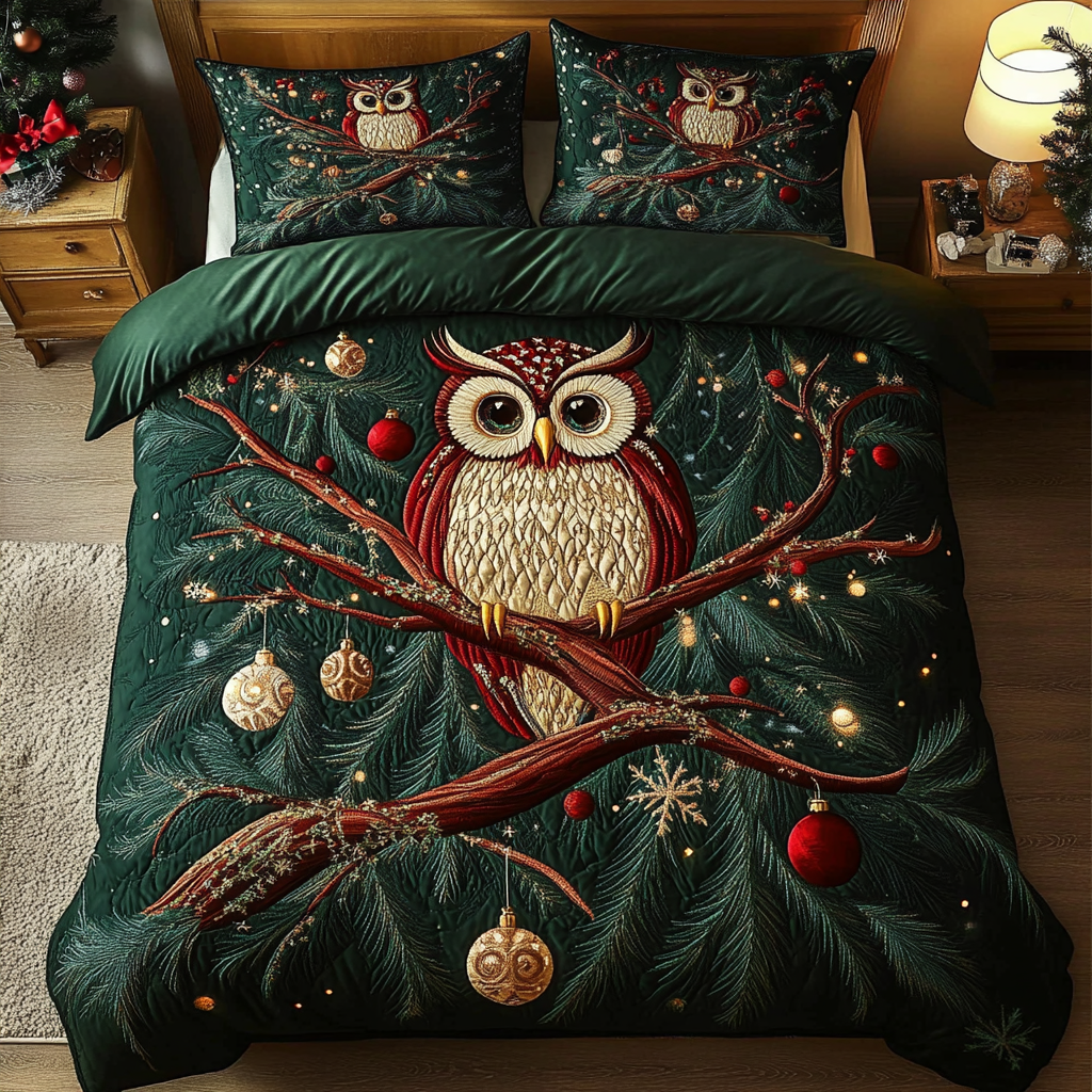Silent Night Owl Quilted Bedding Set Owl Gifts For Women