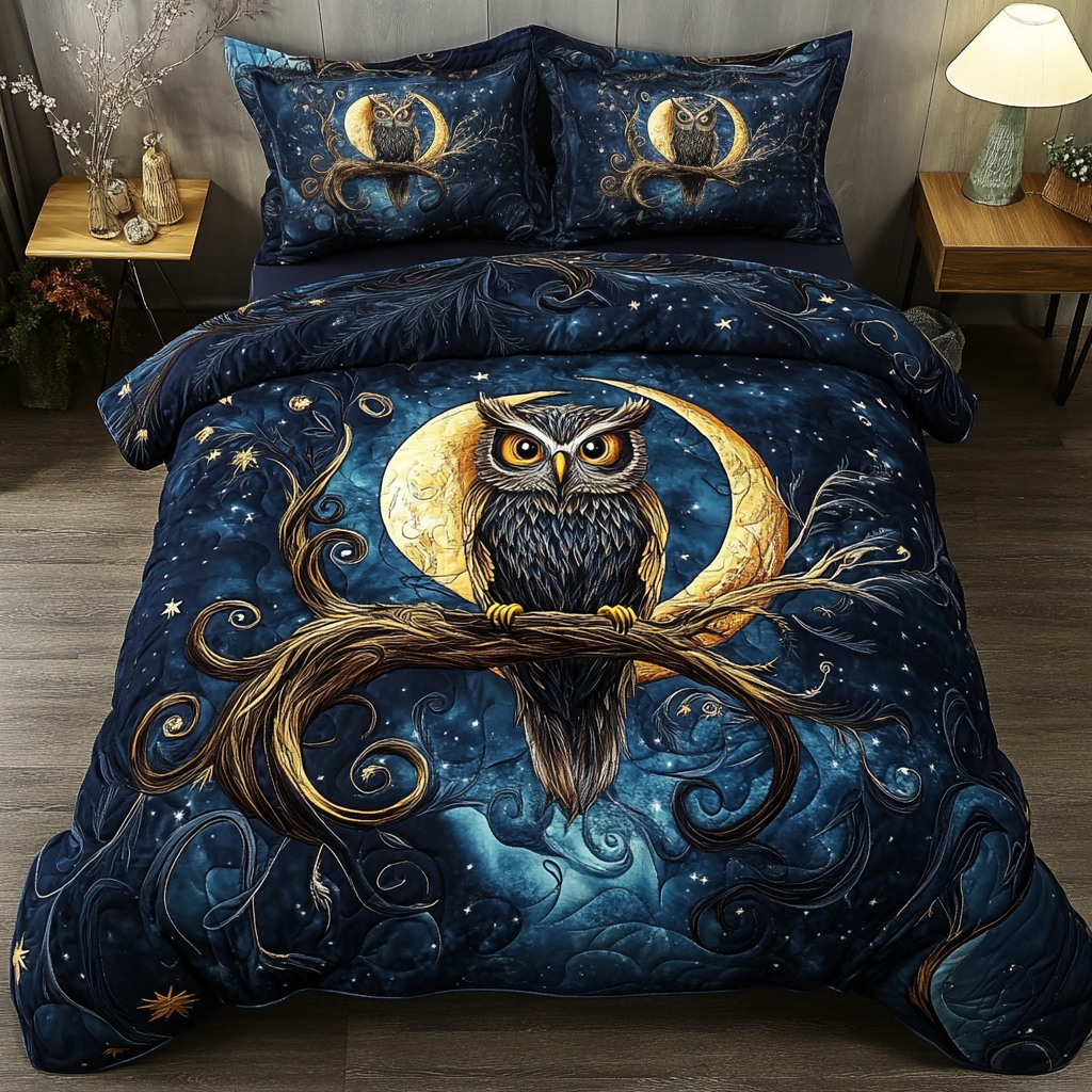 Silent Observer Quilted Bedding Set Owl Gifts For Her