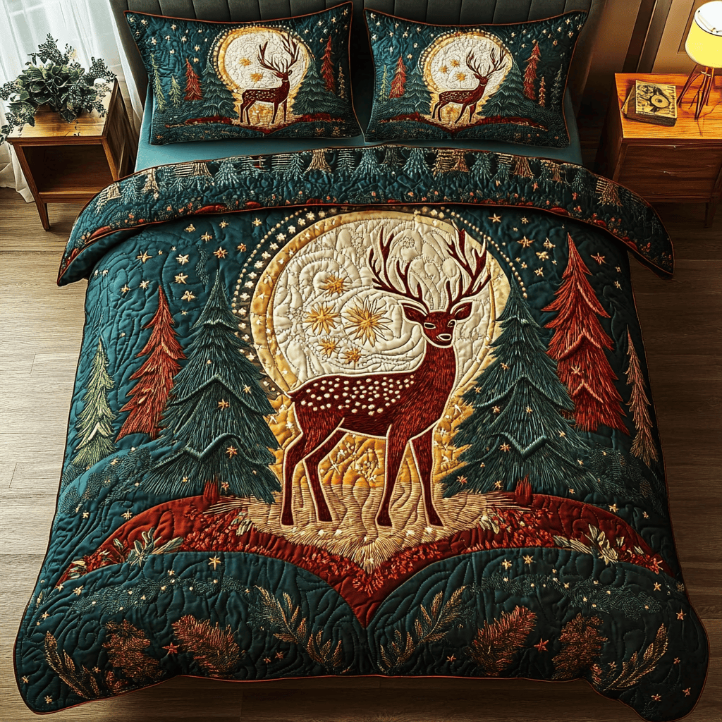 Silent Stag Quilted Bedding Set Christmas Gifts For Deer Hunters