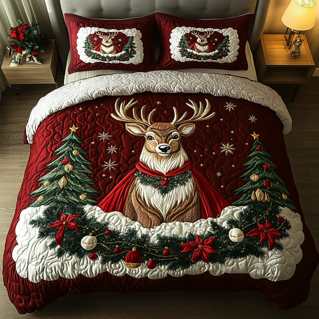 Silent Stag Quilted Bedding Set Gifts For Deer Lovers