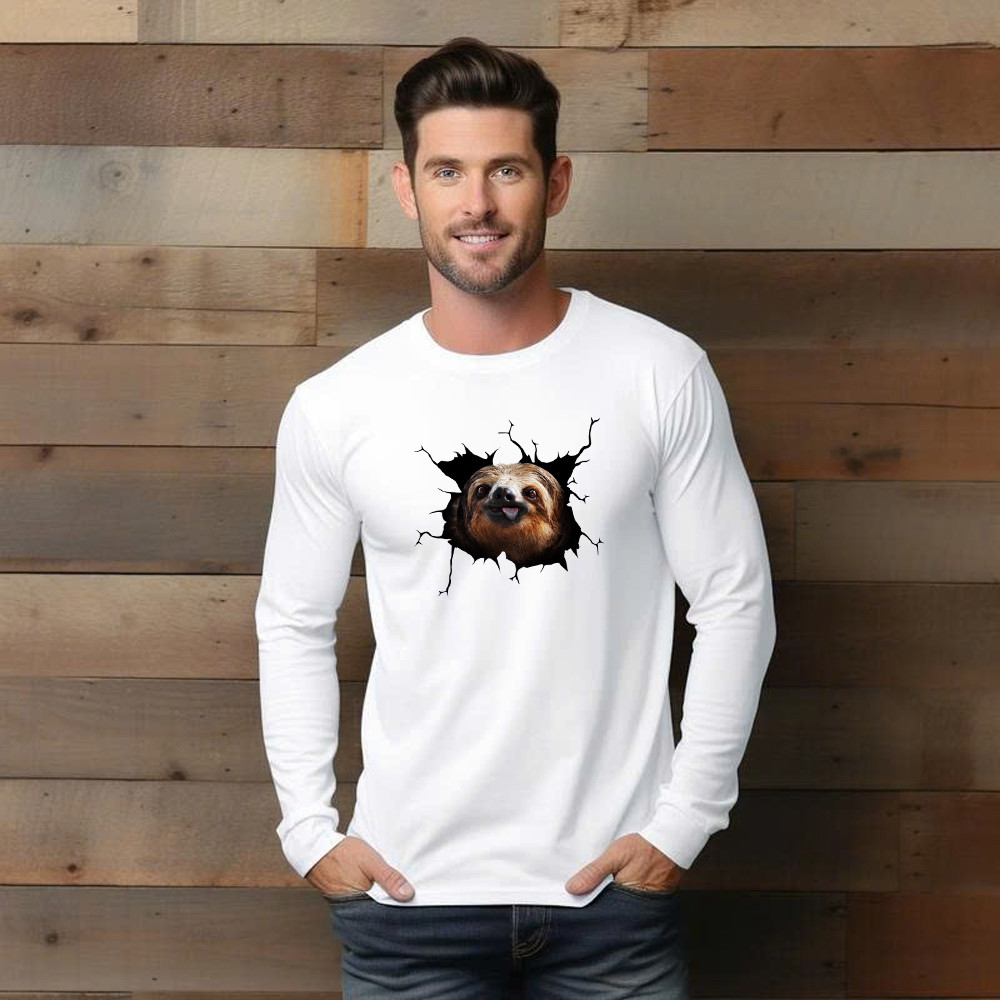 Sloth Came Out Shirt Sloth Long Sleeve Shirt Cute Graphic Unisex Gift For Brothers Idea Basgiathsweatshirts - Image 2