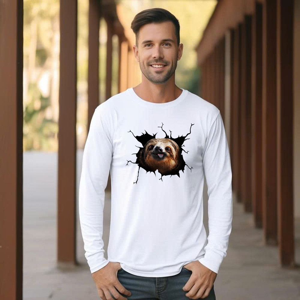 Sloth Came Out Shirt Sloth Long Sleeve Shirt Cute Graphic Unisex Gift For Brothers Idea Basgiathsweatshirts - Image 3