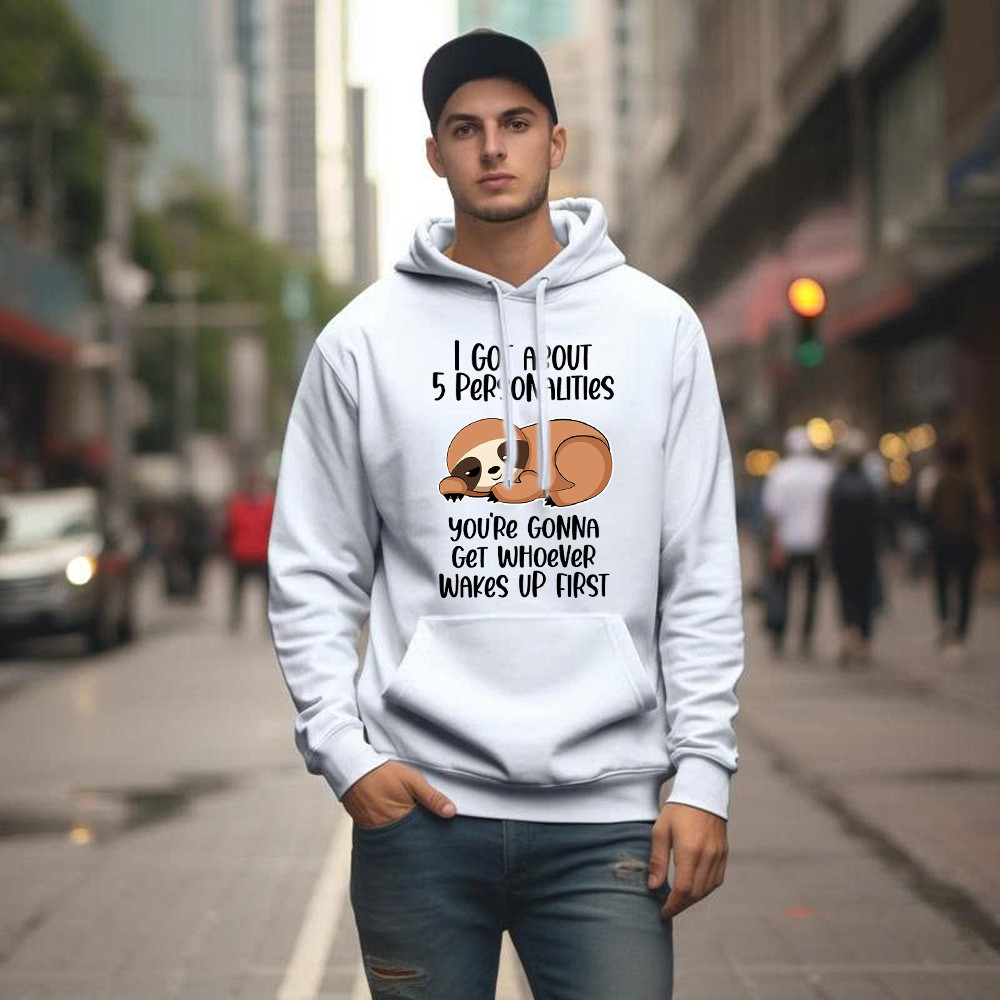 Sloth I Got About 5 Personalities Shirt Funny Hoodie Sayings Gifts For Sloth Lovers Basgiathsweatshirts - Image 4