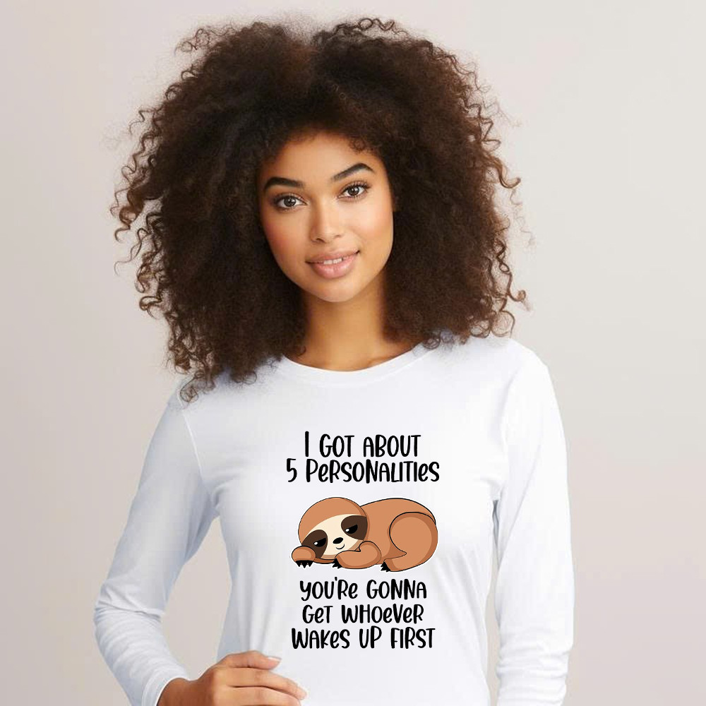 Sloth I Got About 5 Personalities Shirt Funny Long Sleeve Shirt Sayings Gifts For Sloth Lovers Basgiathsweatshirts - Image 3