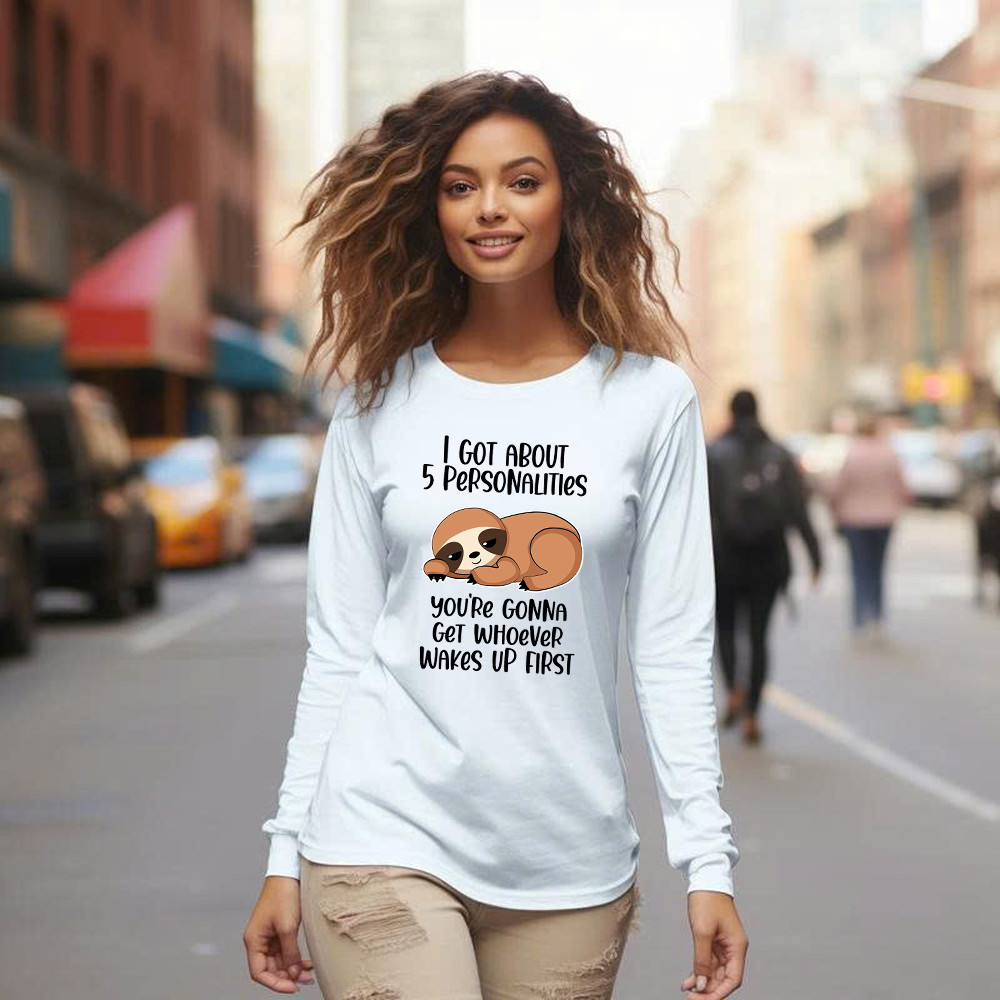 Sloth I Got About 5 Personalities Shirt Funny Long Sleeve Shirt Sayings Gifts For Sloth Lovers Basgiathsweatshirts - Image 4