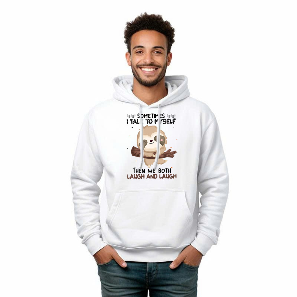 Sloth Sometimes I Talk To Myself Hoodie Cute Fun Sayings For Shirts Gift For Sloth Lovers Basgiathsweatshirts - Image 2