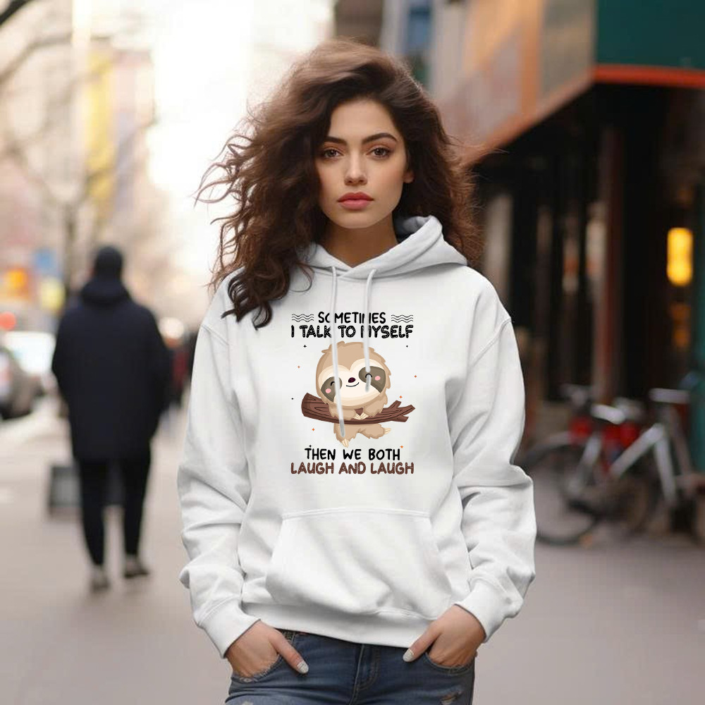 Sloth Sometimes I Talk To Myself Hoodie Cute Fun Sayings For Shirts Gift For Sloth Lovers Basgiathsweatshirts - Image 5