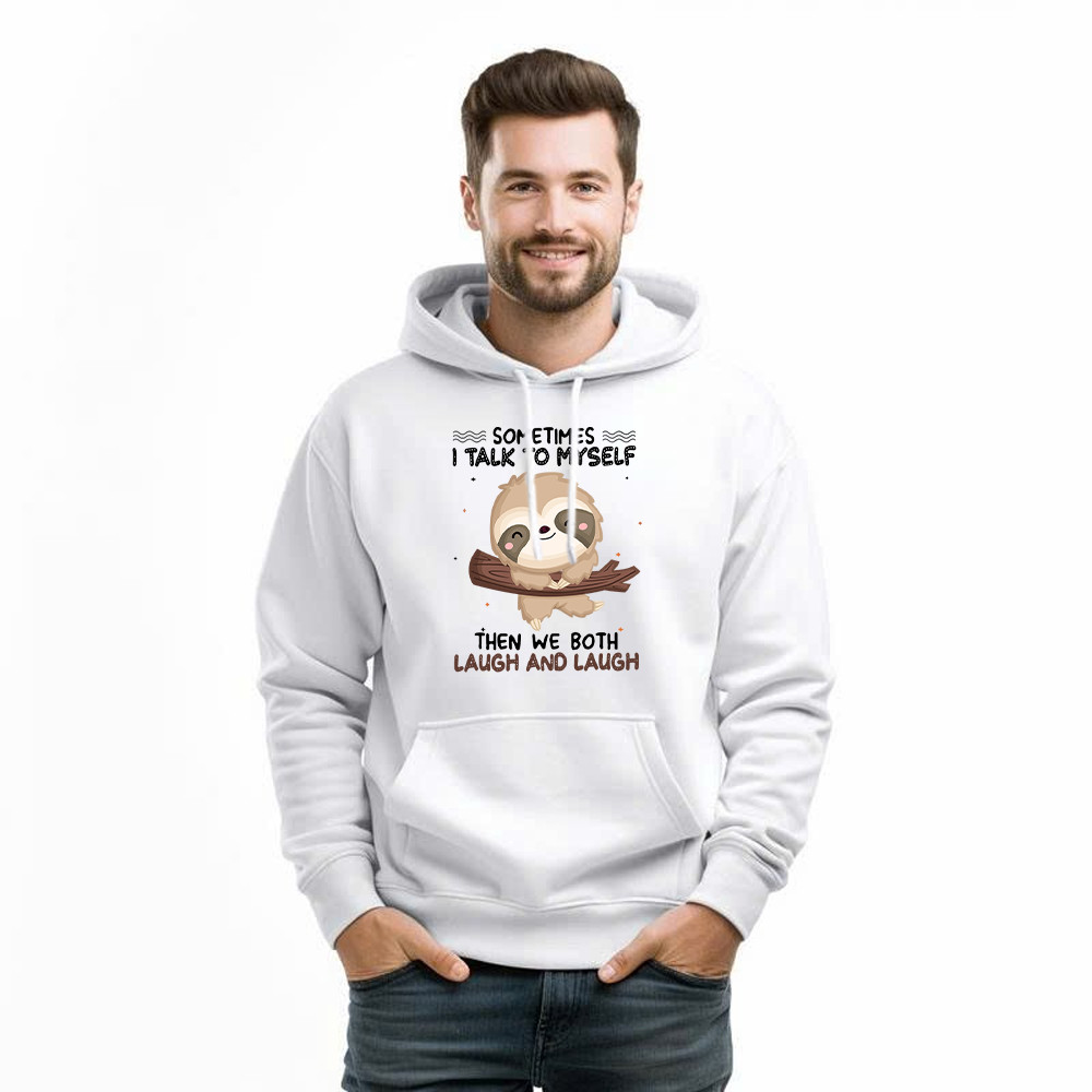 Sloth Sometimes I Talk To Myself Hoodie Cute Fun Sayings For Shirts Gift For Sloth Lovers Basgiathsweatshirts - Image 3