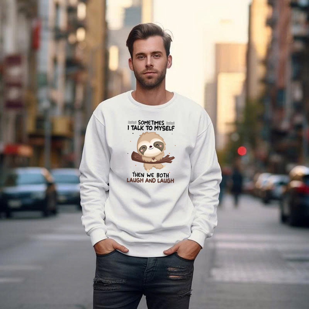 Sloth Sometimes I Talk To Myself Sweatshirt Cute Fun Sayings For Shirts Gift For Sloth Lovers Basgiathsweatshirts - Image 3