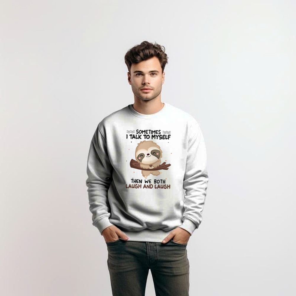 Sloth Sometimes I Talk To Myself Sweatshirt Cute Fun Sayings For Shirts Gift For Sloth Lovers Basgiathsweatshirts - Image 2