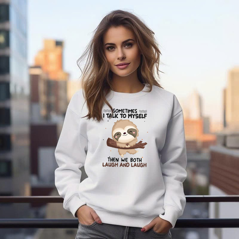 Sloth Sometimes I Talk To Myself Sweatshirt Cute Fun Sayings For Shirts Gift For Sloth Lovers Basgiathsweatshirts - Image 4