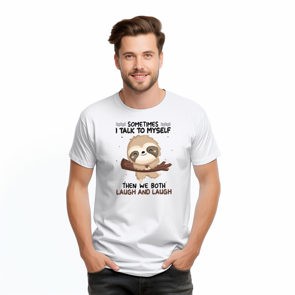 Sloth Sometimes I Talk To Myself T-Shirt Cute Fun Sayings For Shirts Gift For Sloth Lovers Basgiathsweatshirts - Image 2